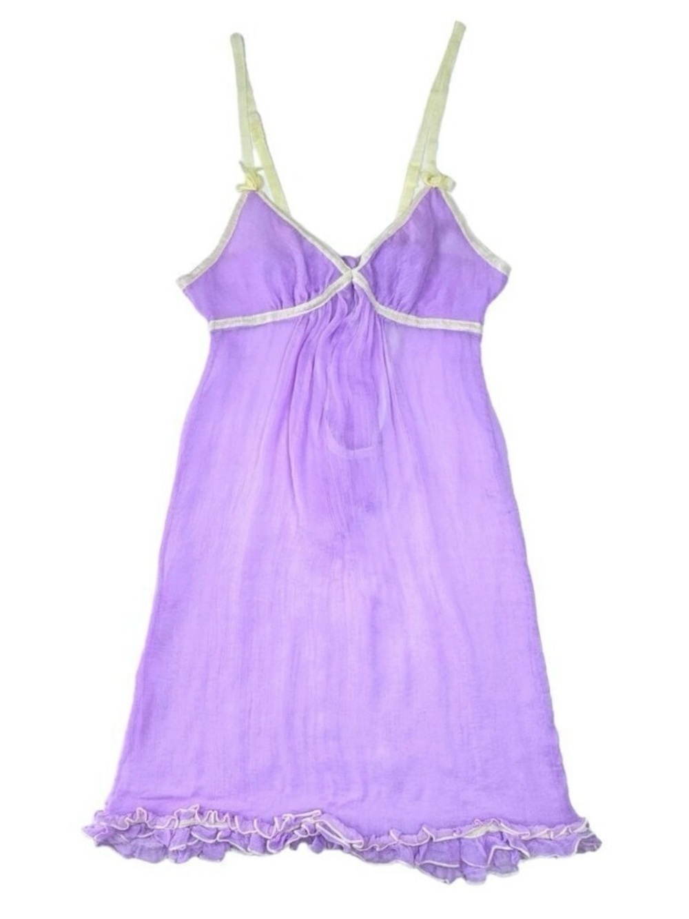 VTG Sophie & Me Babydoll Slip Dress Sz S Sheer Silk Bow Ruffles Coquette